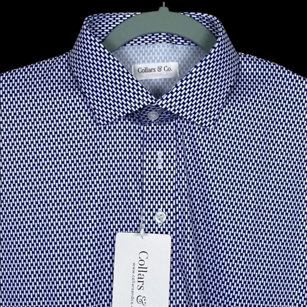 Collars & Co Polo Shirt Mens 3XL Vantage Blue Dress Collar Golf Preppy Work NWT